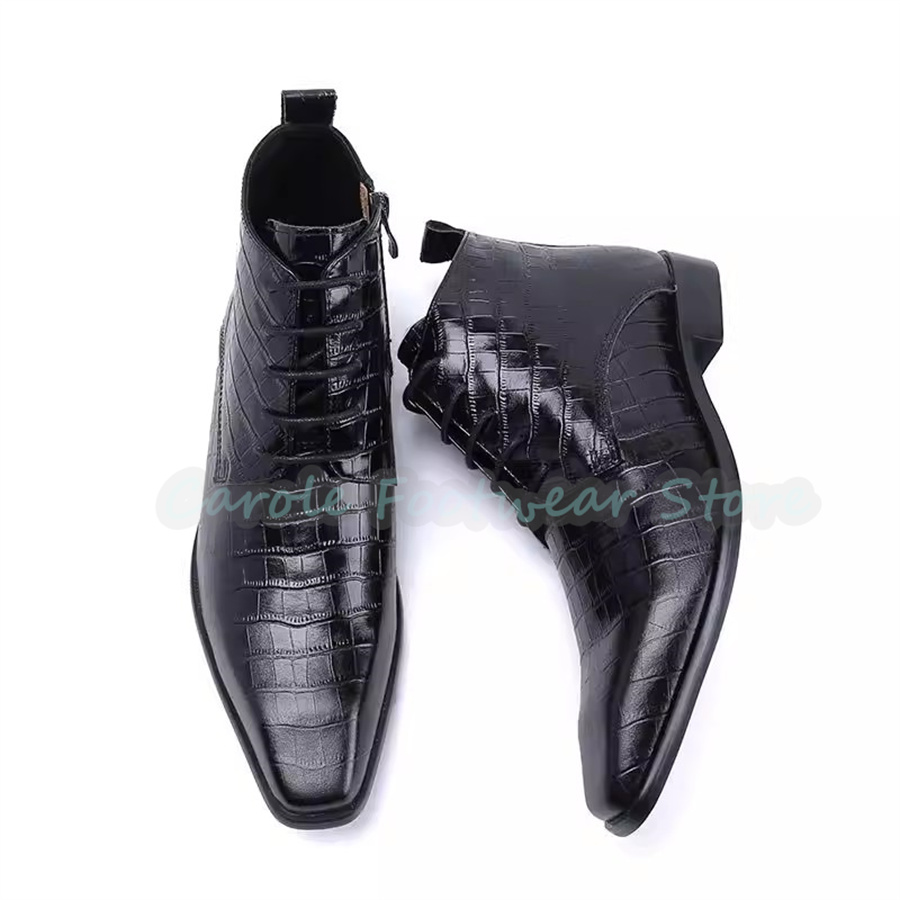 Mens Fashion Dress Shoes - Fashion Genuine Leather Ankle Boots for