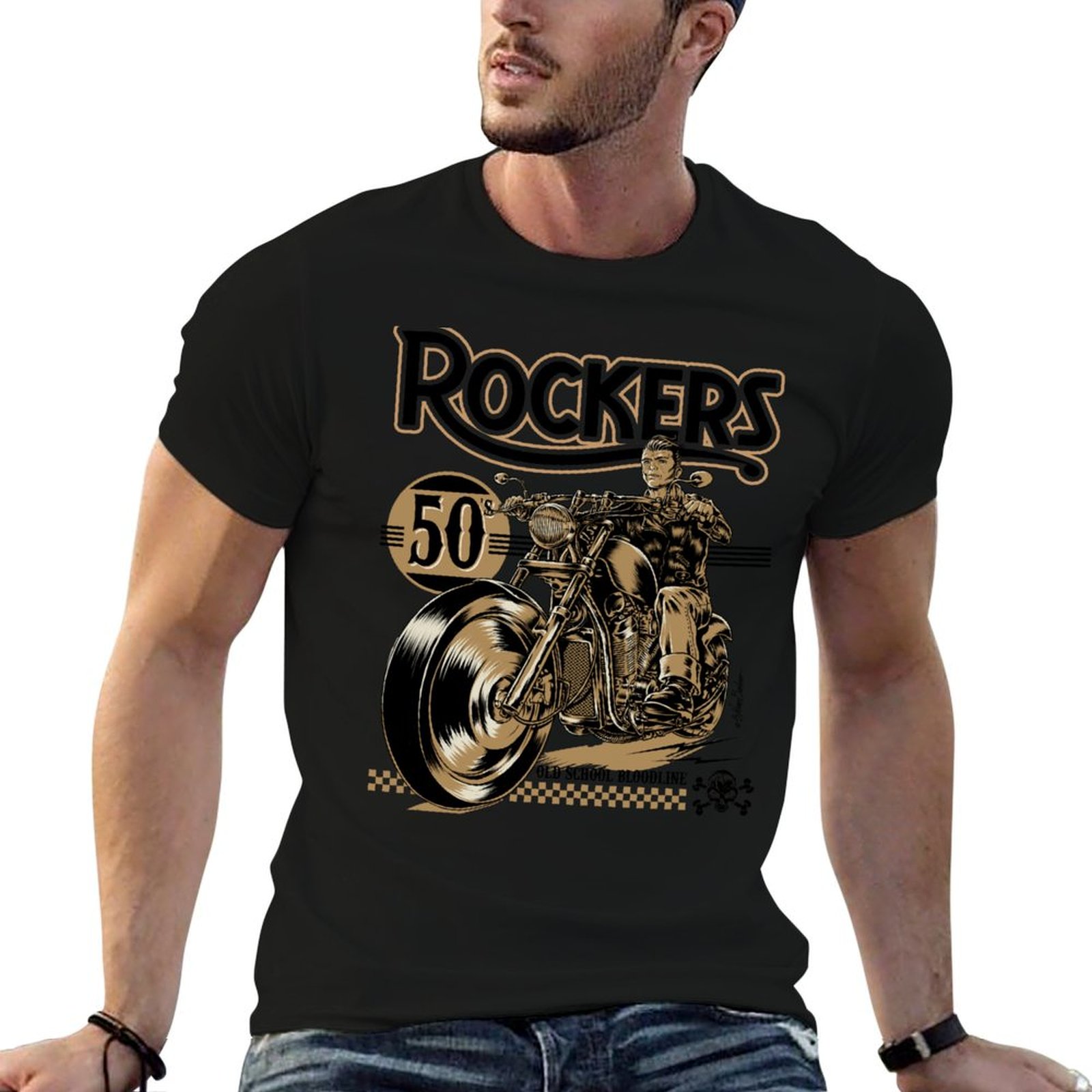 Mens Fashion In The 50S - Rockers 50s T-Shirt Fashion Simple Casual