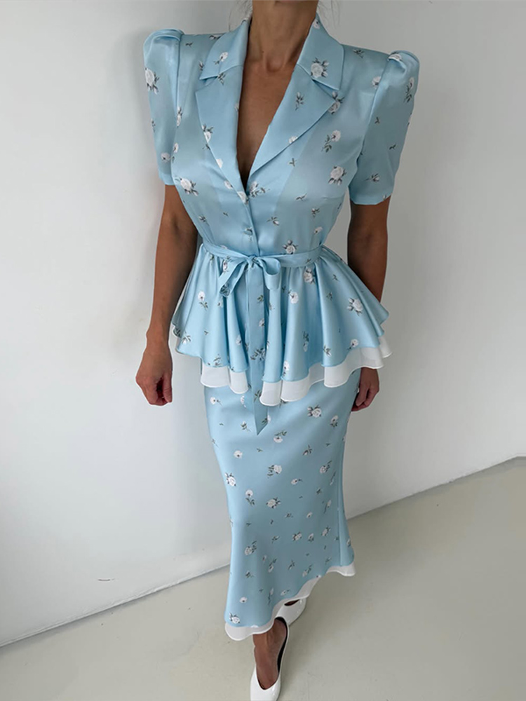 Floral Blazer Coat Skirt Sets  - огляд і ціна Men Fashion Rave