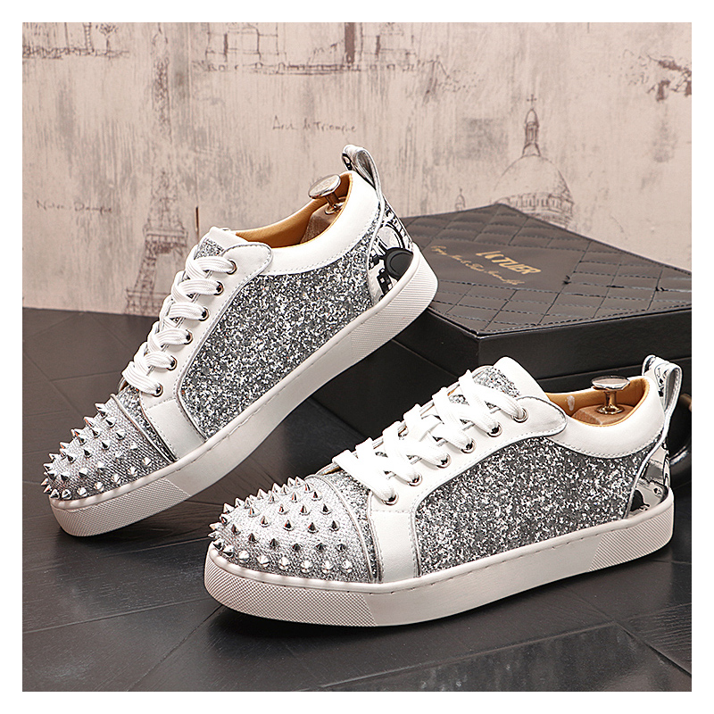 mens luxury fashion silver riv - огляд і ціна Mens Fashion Dress Shoes