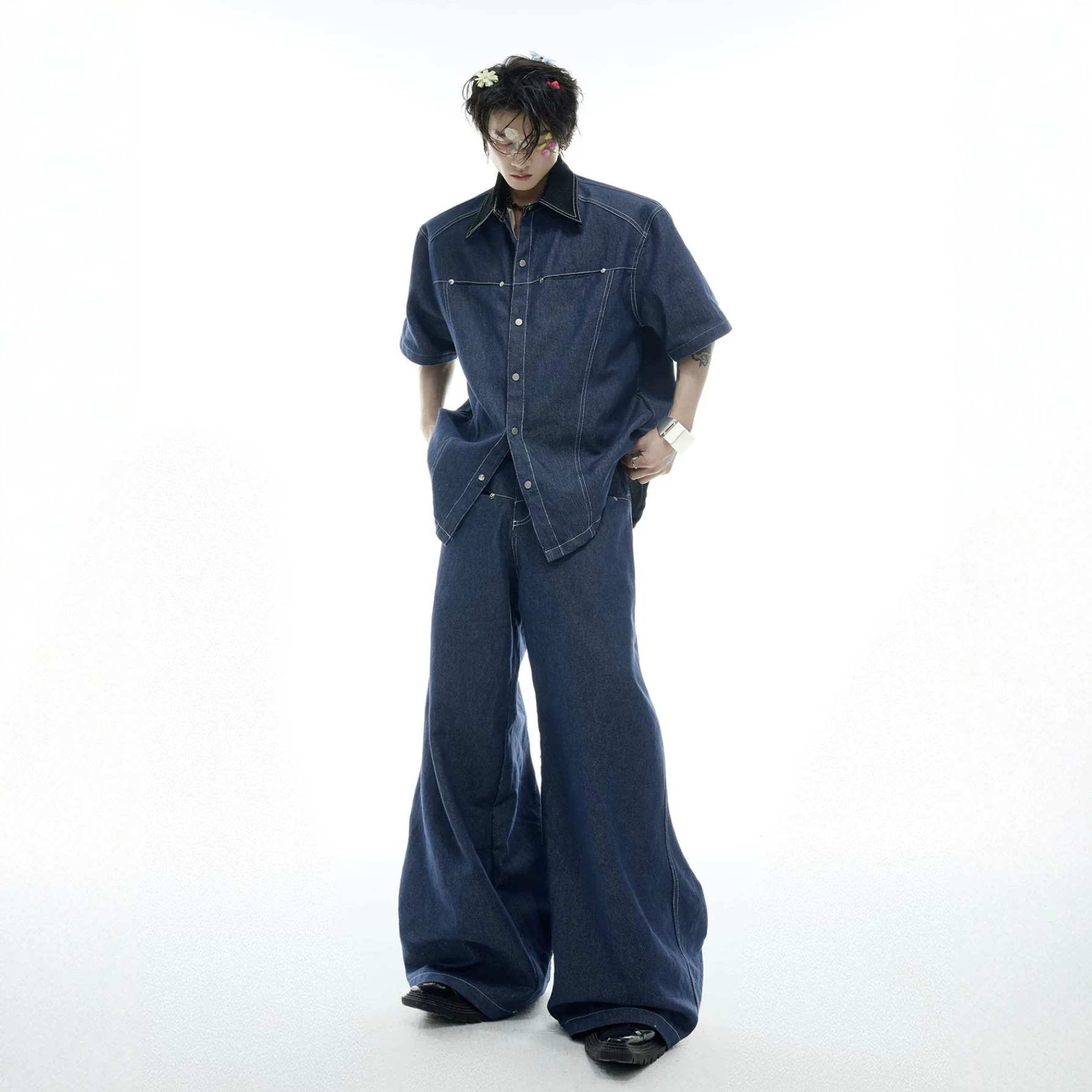 Summer Men's Denim Matching Se - огляд і ціна Men Fashion Jeans