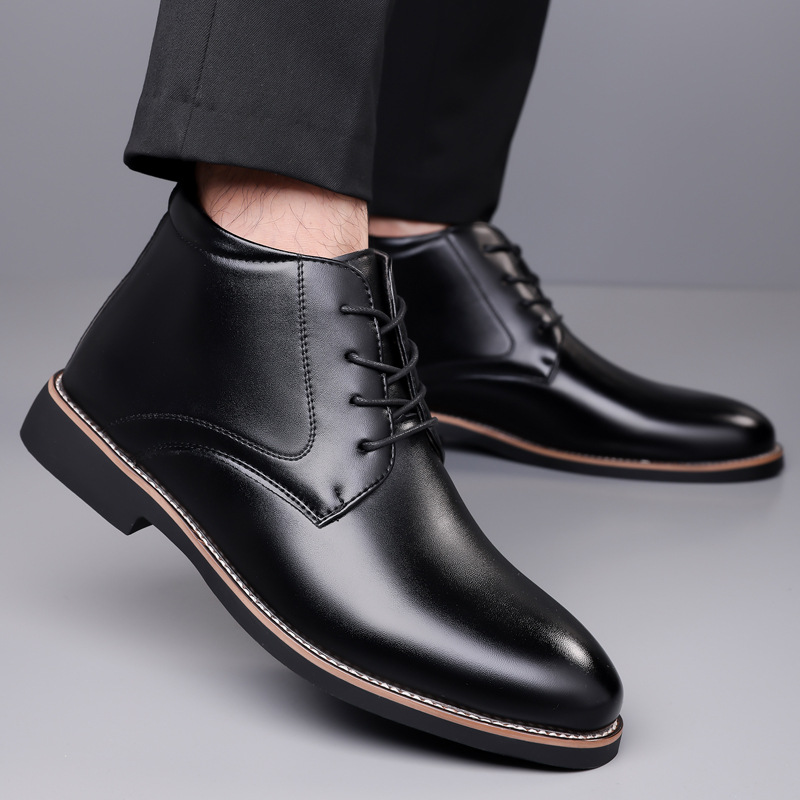 Men's high top leather boots,  - огляд і ціна Mens Fashion Dress Shoes