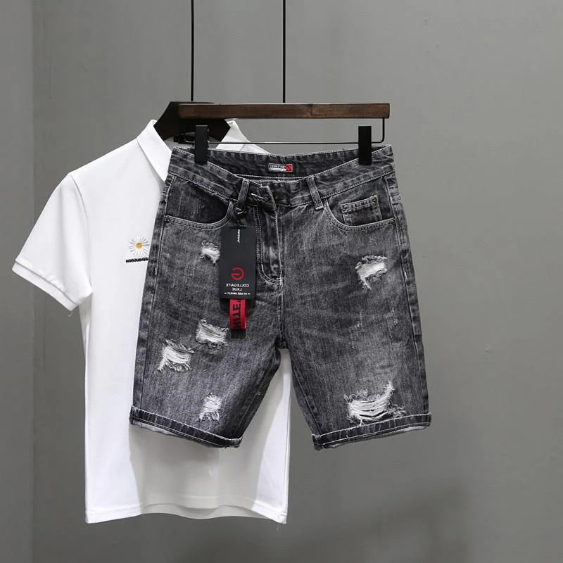 Men's Short Jeans Pants Black  - огляд і ціна Men Fashion Jeans