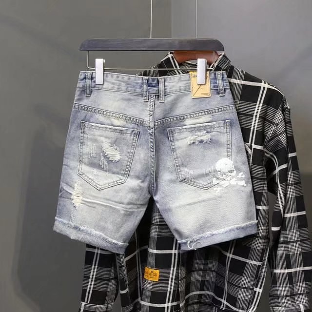 Summer Men's Worn Bead Hole Be - огляд і ціна Men Fashion Jeans